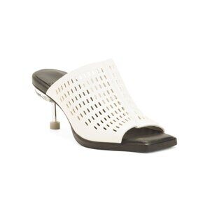 4CCCCEES White Leather Osha Nemo Mid Heeled Sandals